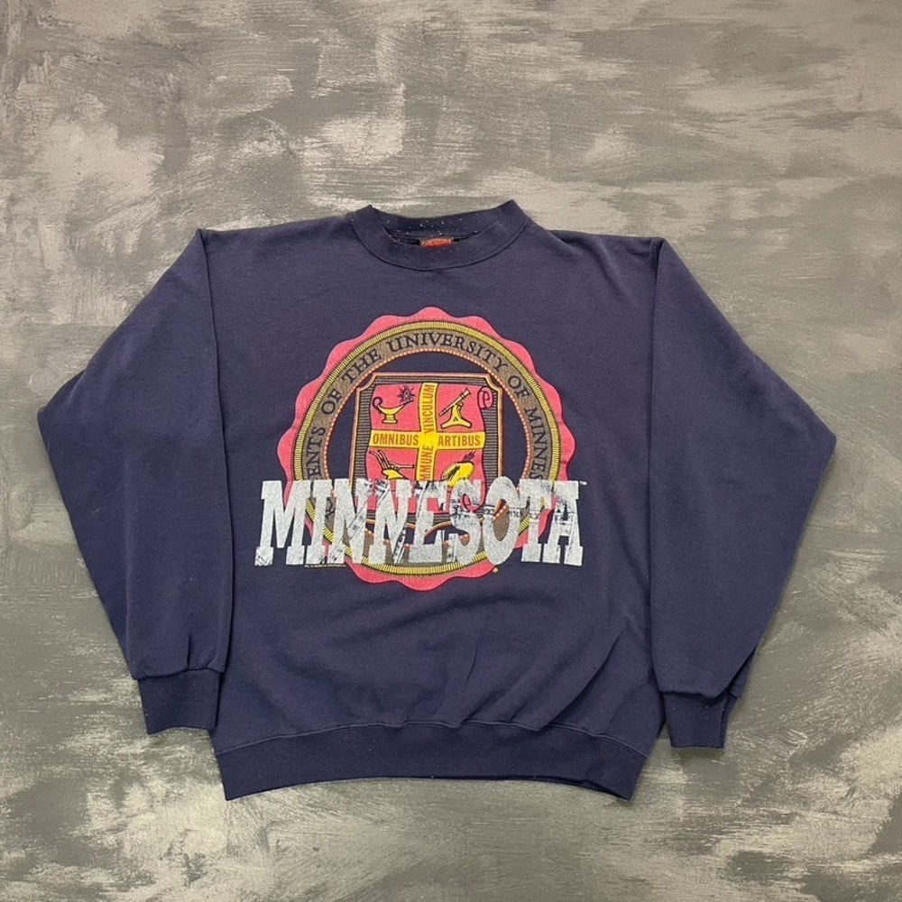 Vintage Minnesota University Sweatshirt Men Large Blue 1990s Fruit of the Loom